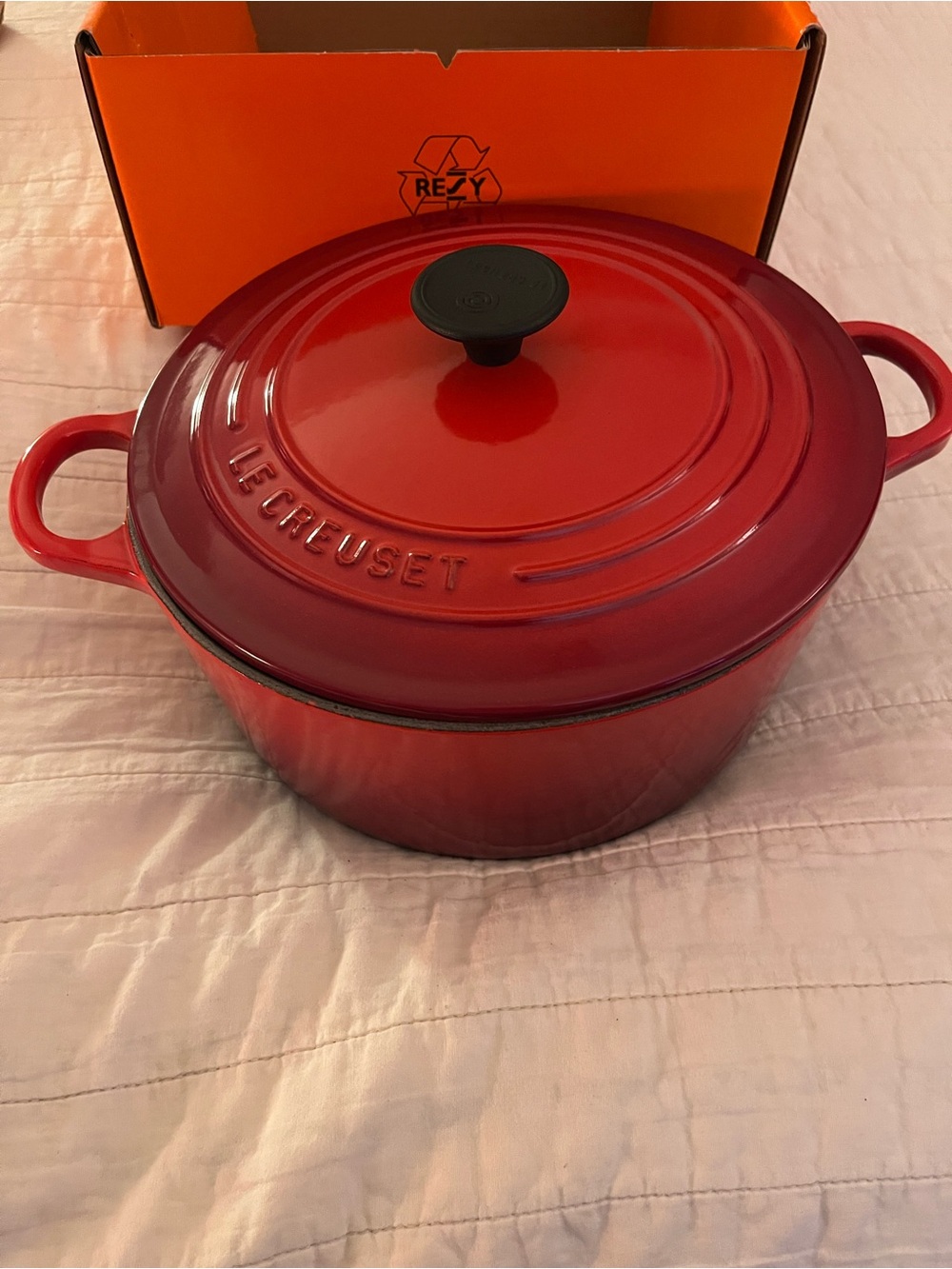 Le Creuset Red Round Enameled Cast Iron Dutch Oven